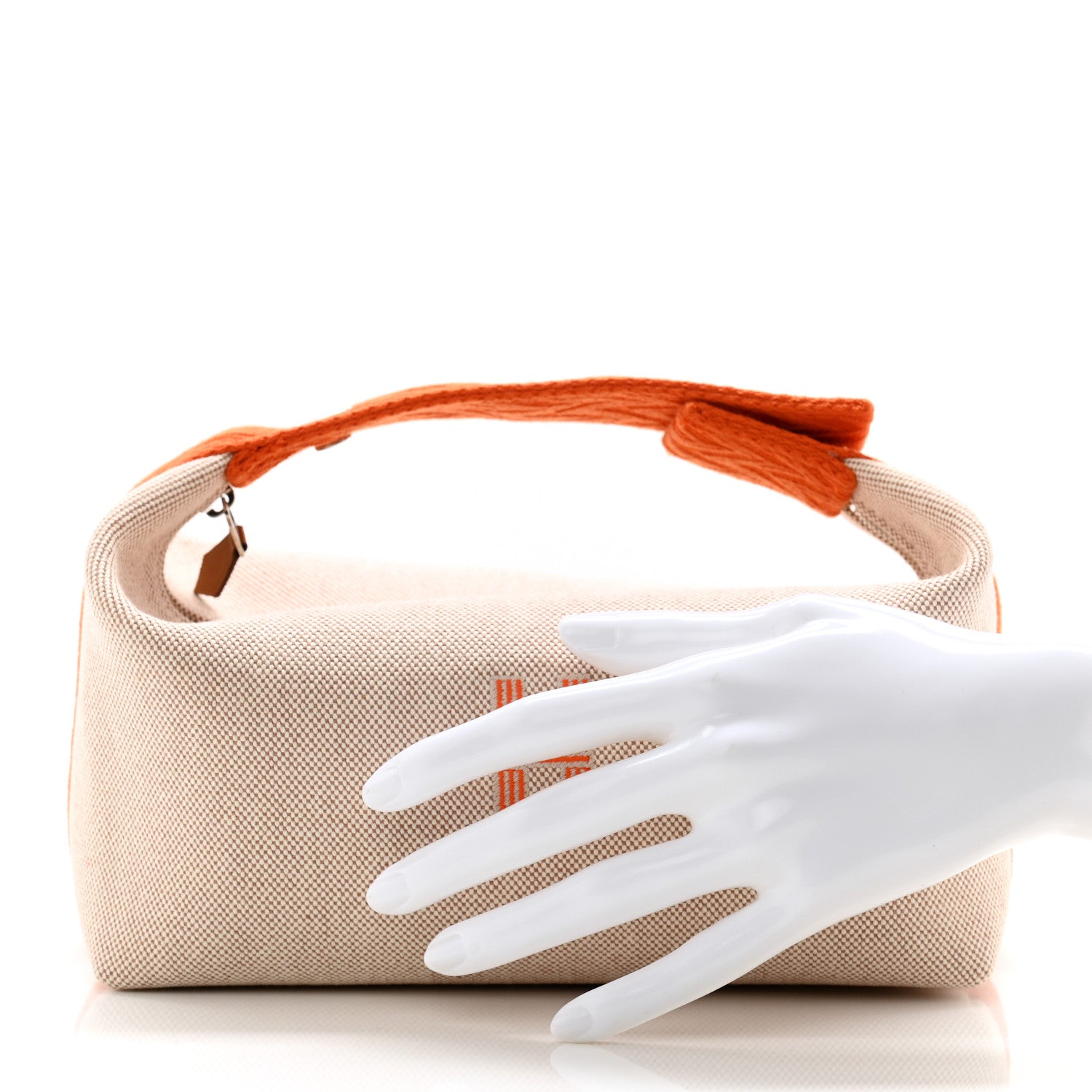 Hermes Canvas Small Bride-A-Brac Pouch Natural Orange 2 of 7
