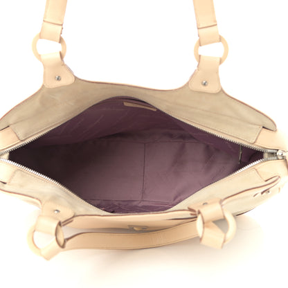 Salvatore Ferragamo Suede Hammered Calfskin Gancini Satchel Beige 5 of 16