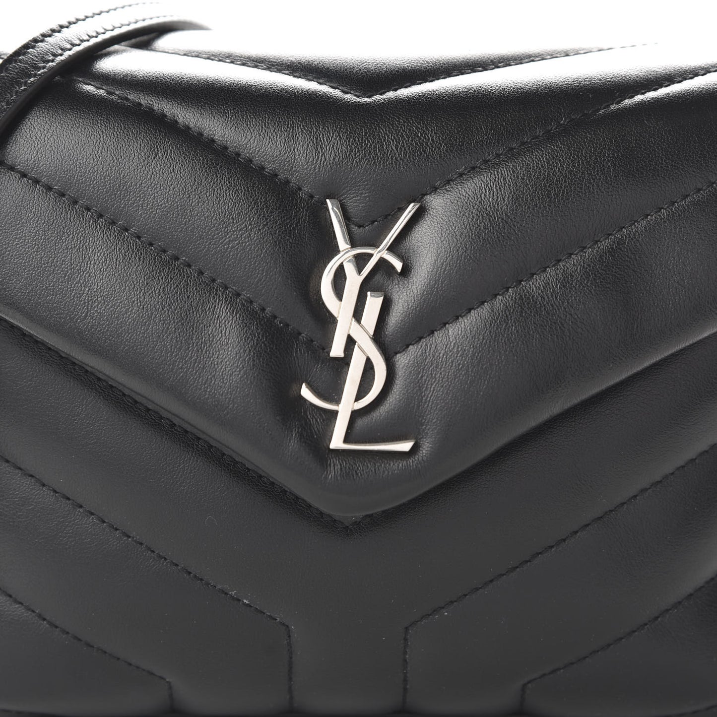 Calfskin Y Quilted Monogram Toy Loulou Crossbody Bag Black