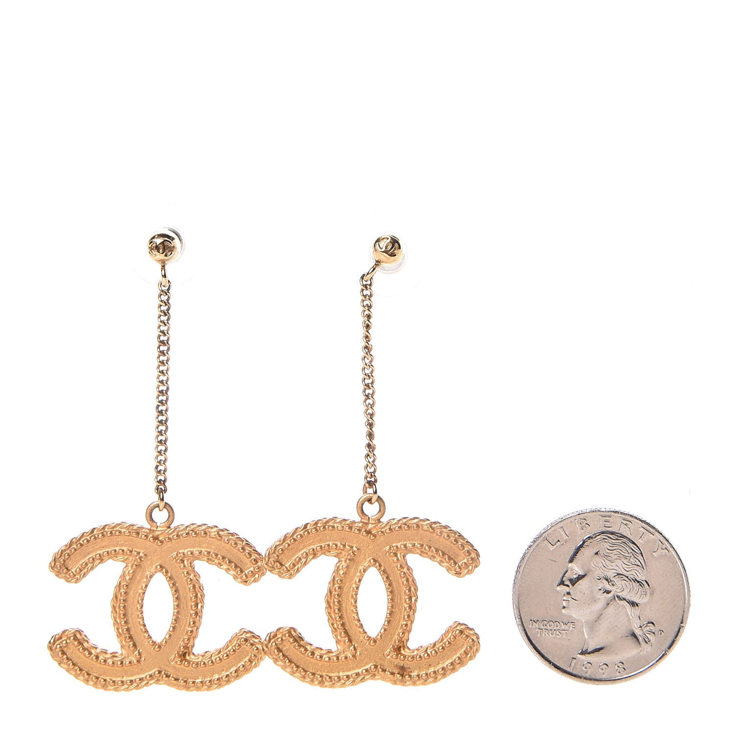 CC Drop Earrings Matte Gold