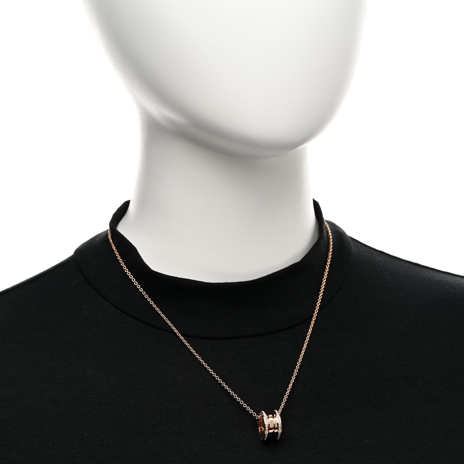 Bulgari 18K Rose Gold Diamond B.Zero1 Pendant Necklace 2 of 5