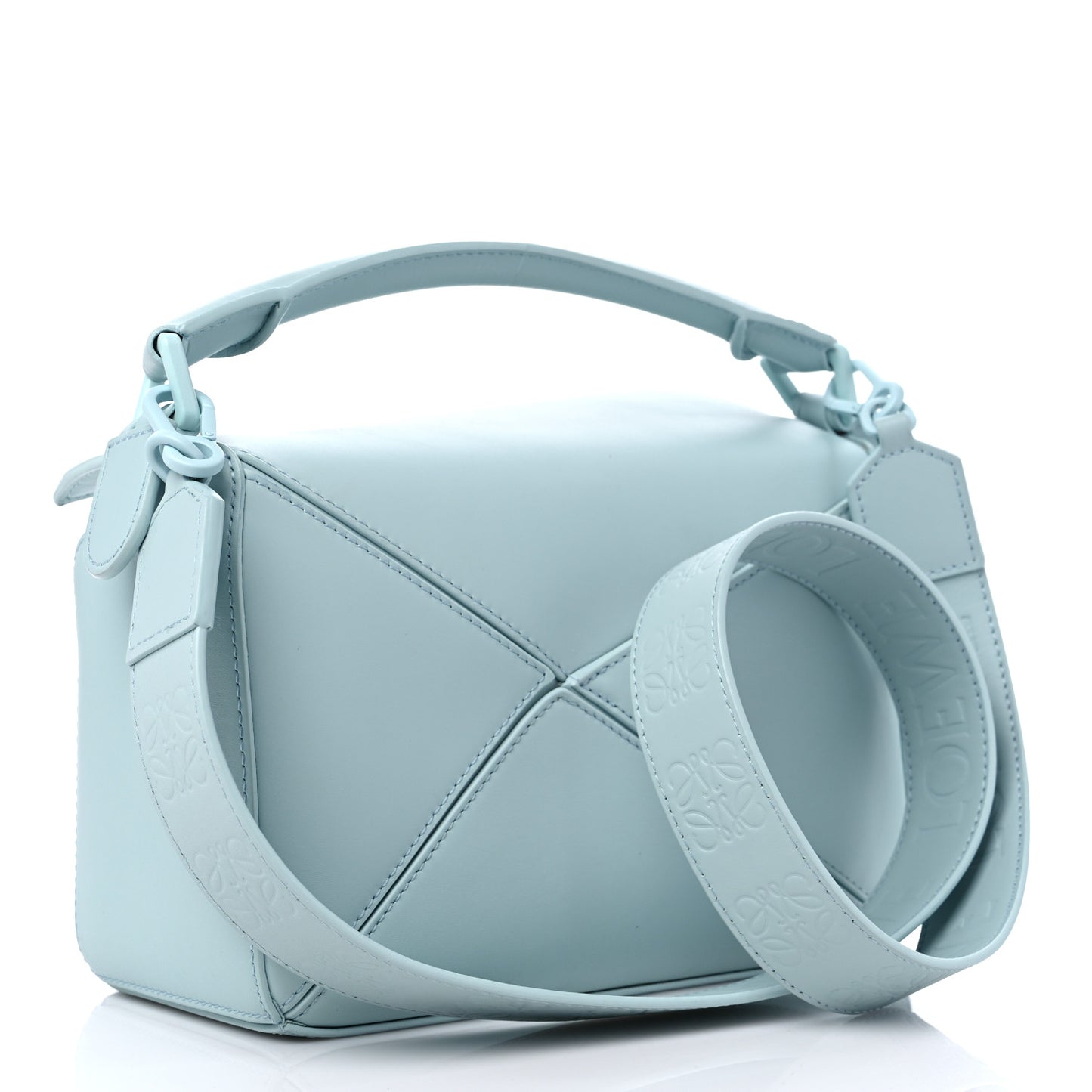 Satin Calfskin Small Puzzle Bag Aqua