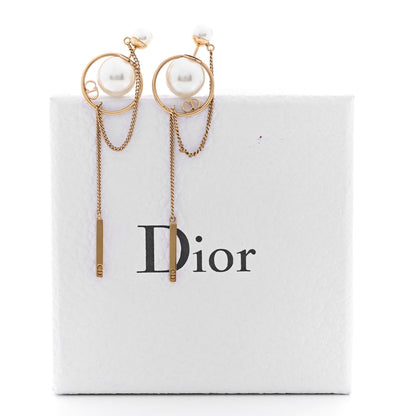 Christian Dior Pearl Tribales Dangle Chain Earrings Gold 5 of 5