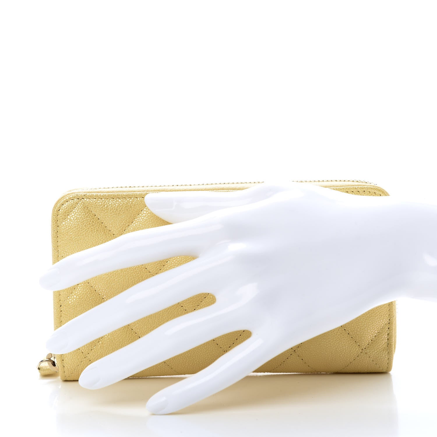 Chanel Iridescent Caviar Quilted Medium Zip Around Wallet Yellow 2 of 11