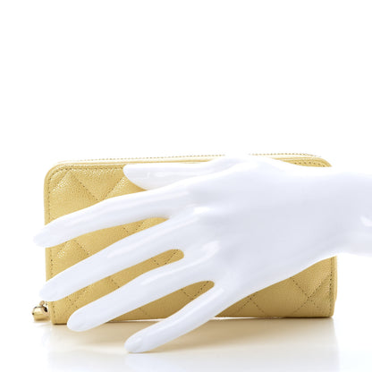 Chanel Iridescent Caviar Quilted Medium Zip Around Wallet Yellow 2 of 11