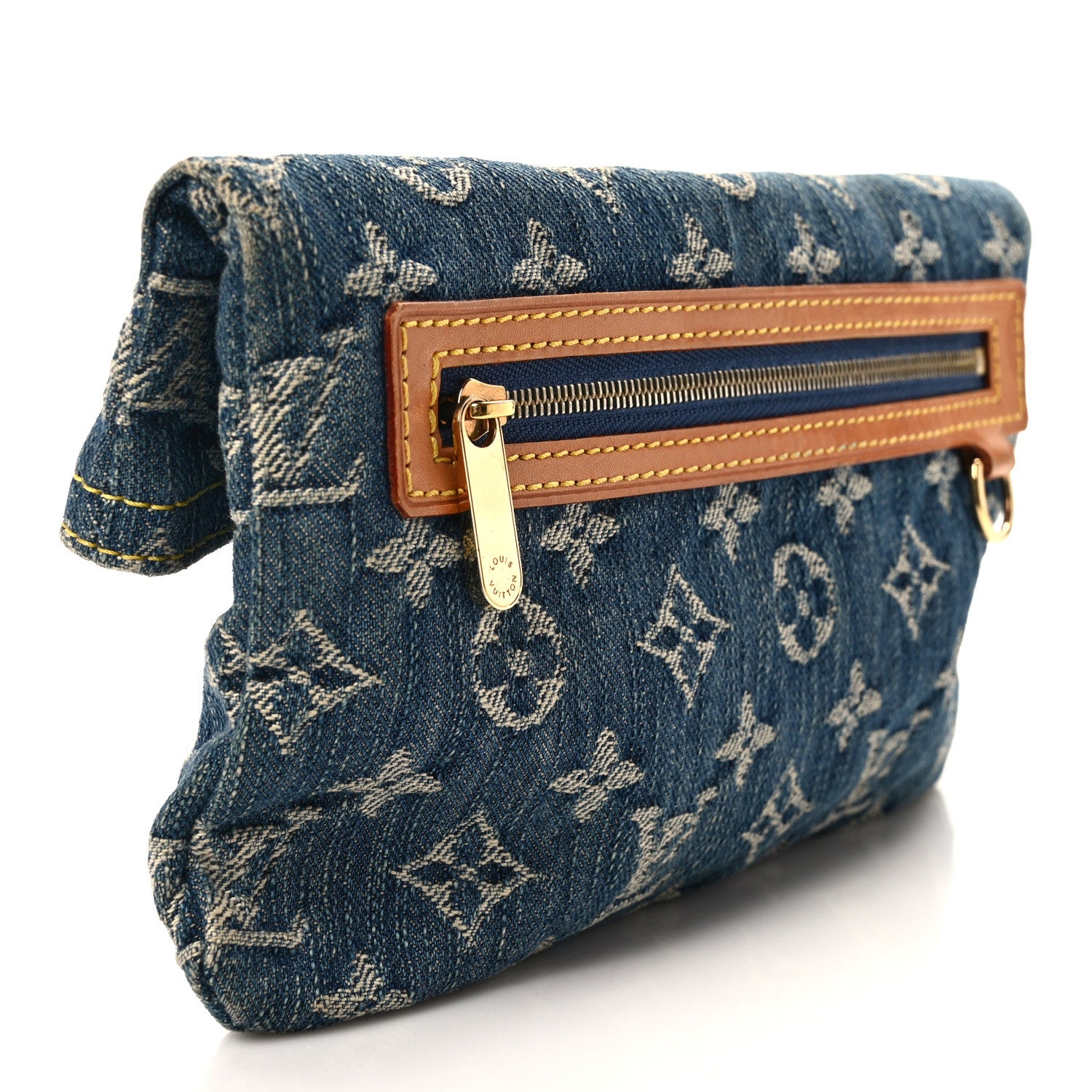 Louis Vuitton LOUIS VUITTON Monogram Denim Pochette Plat Clutch Blue 2 of 7