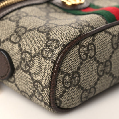 Gucci GG Supreme Monogram Textured Calfskin Web Mini Ophidia Top Handle Bag Beige Ebony New Acero 7 of 9