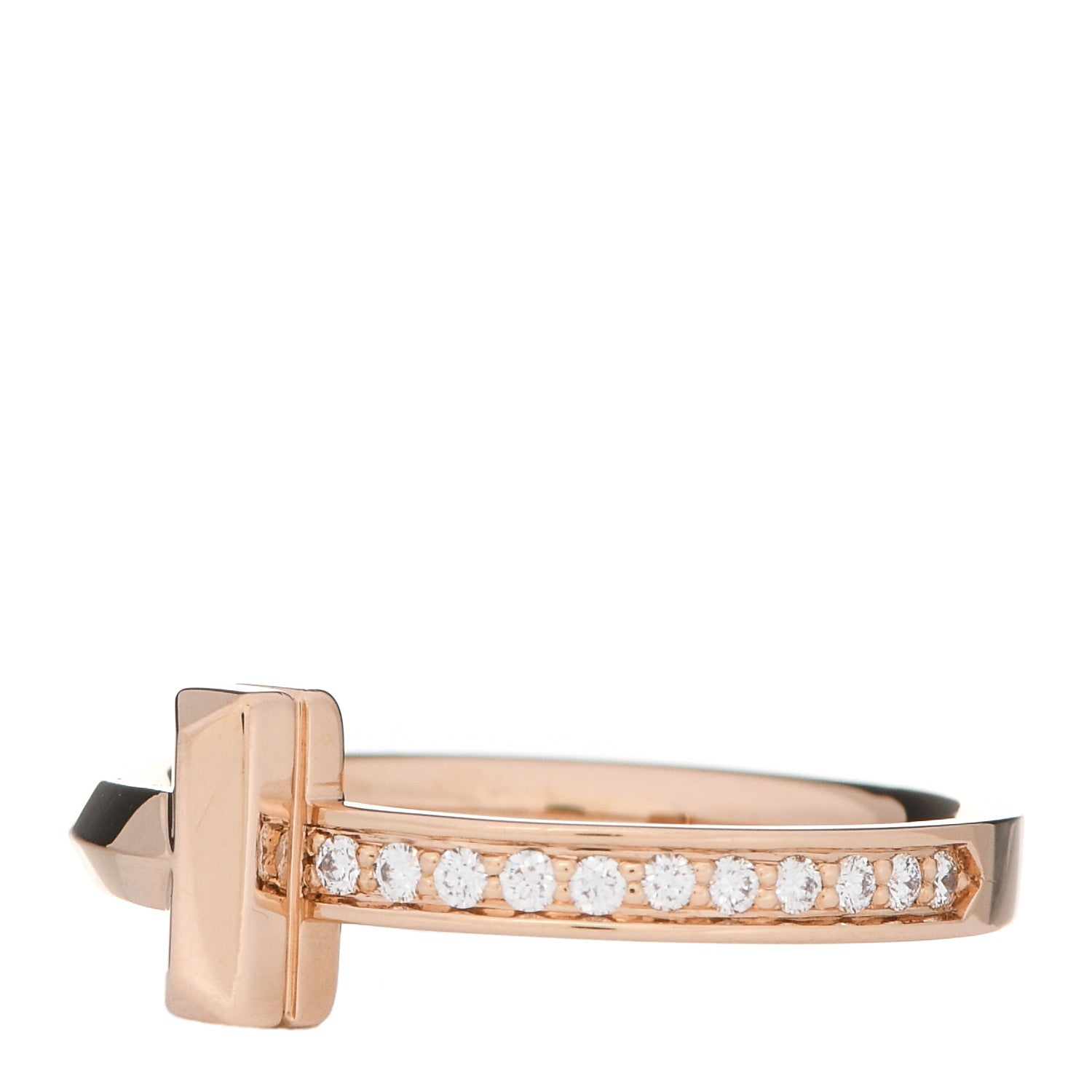 Tiffany 18K Rose Gold Diamond T T1 Ring 53 6.25 3 of 6