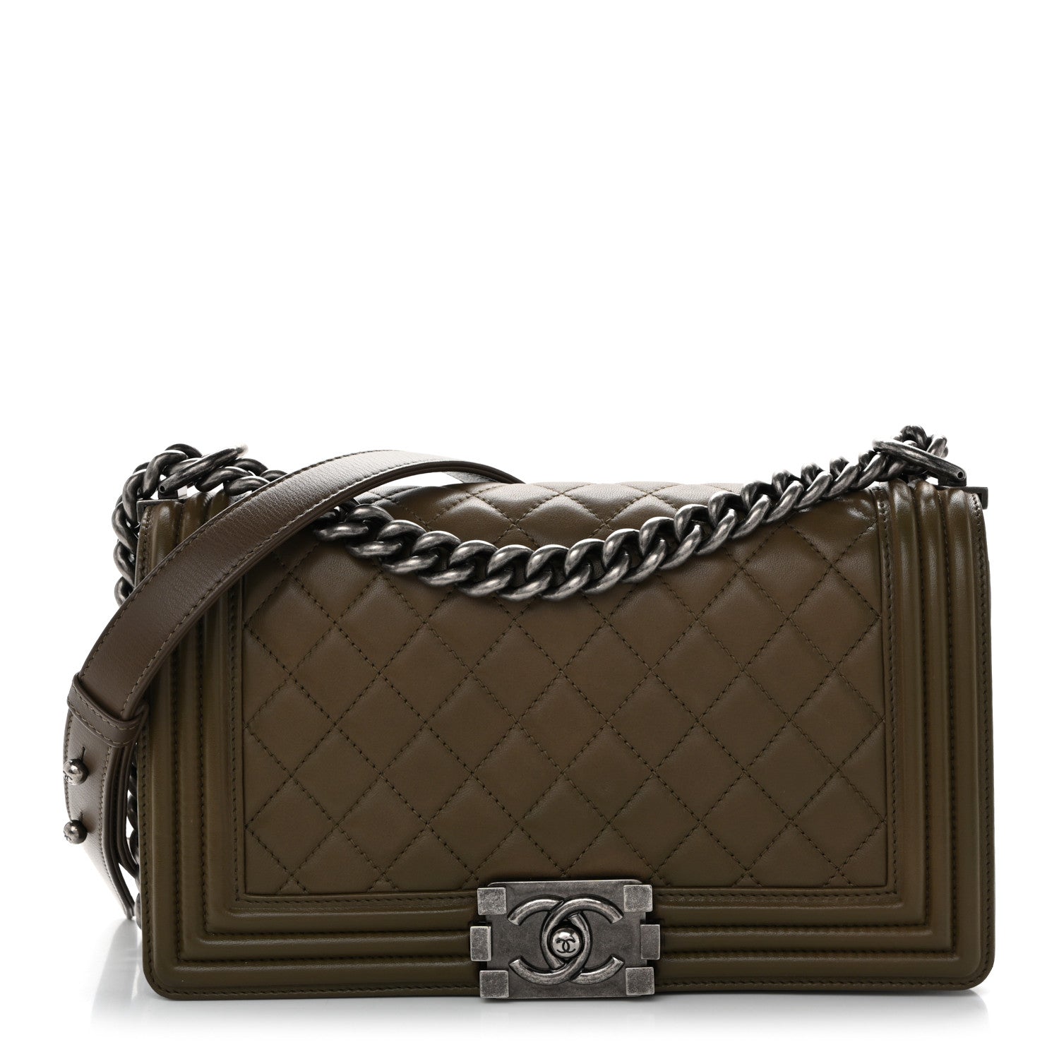 Chanel Lambskin Quilted Medium Boy Flap Khaki 1866607 – FASHIONPHILE