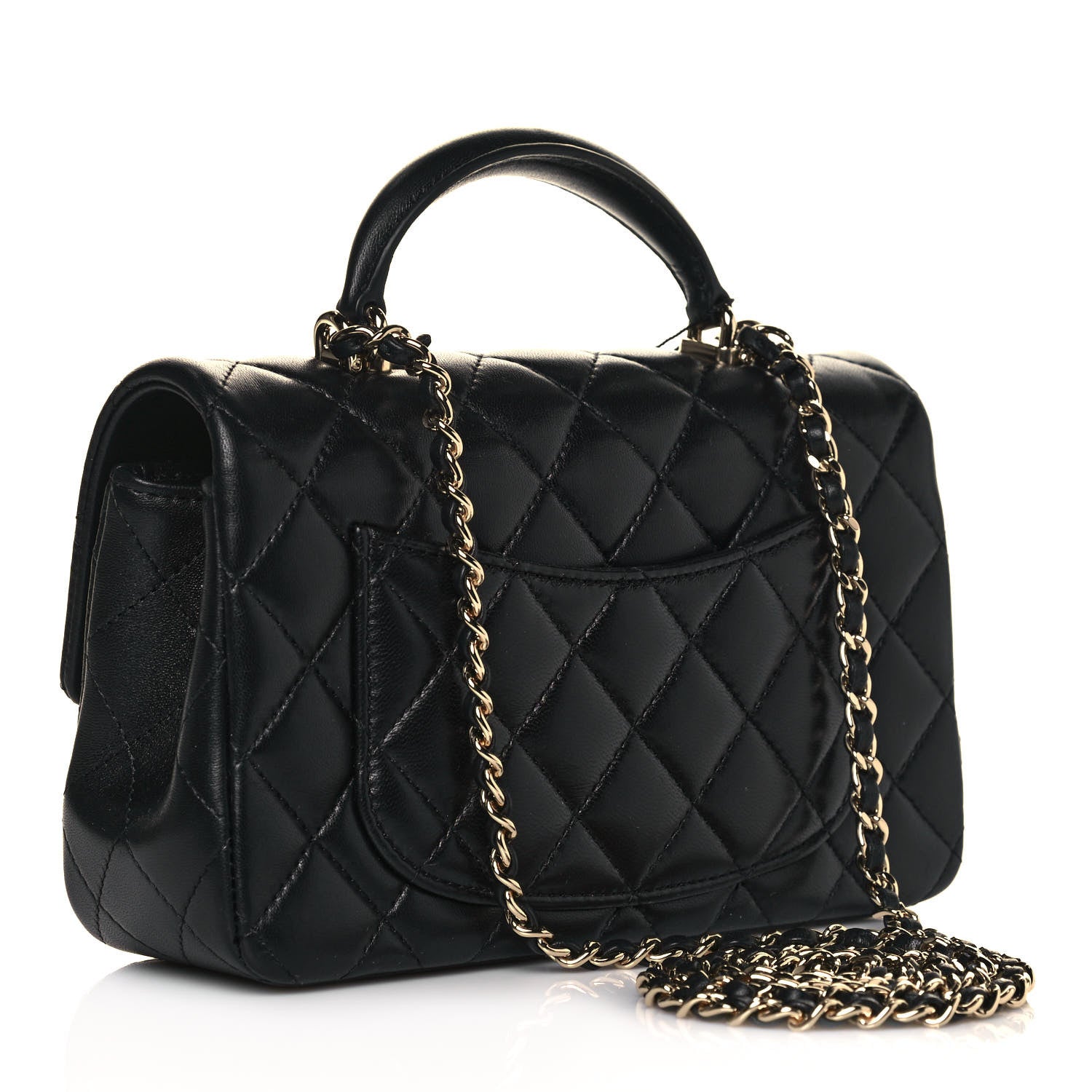 Chanel Lambskin Quilted Mini Top Handle Rectangular Flap Black 3 of 15