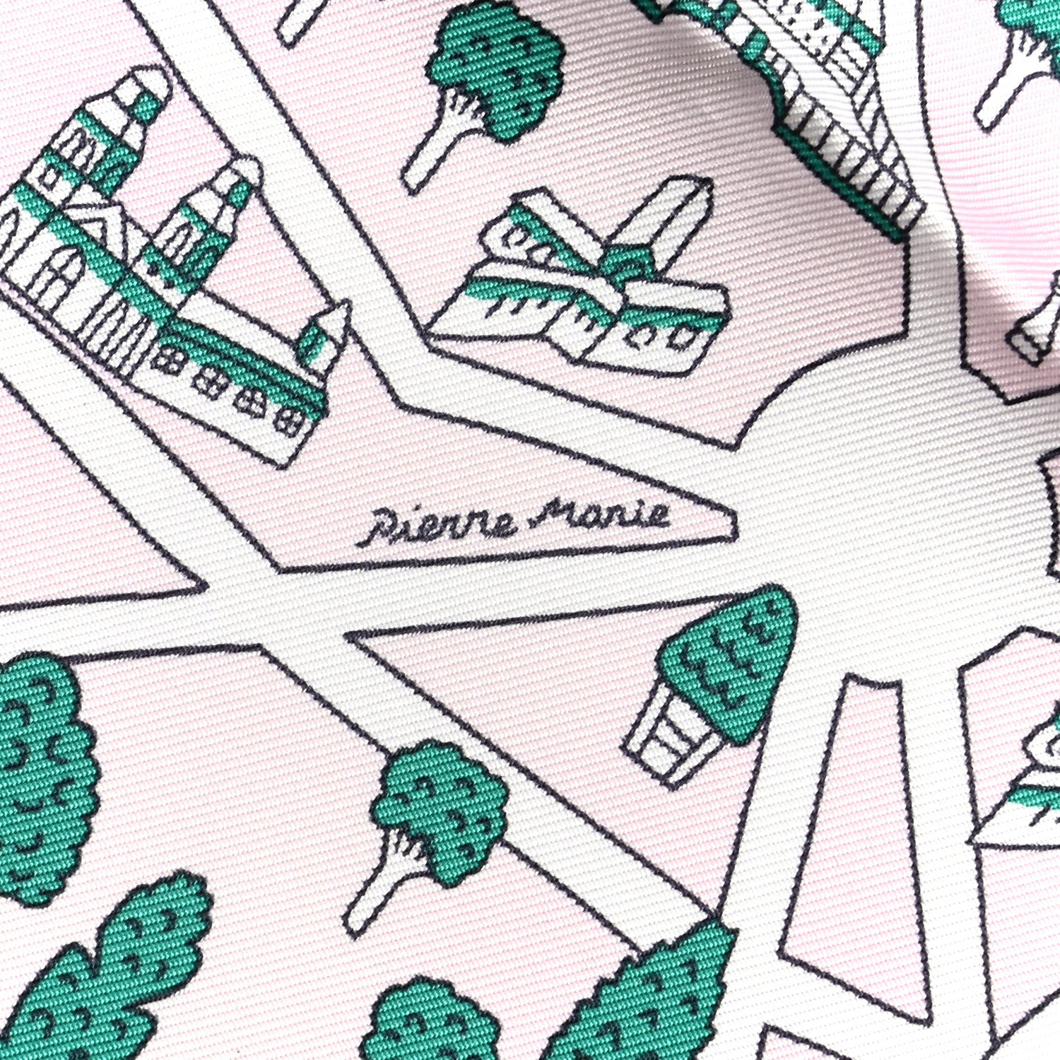 Hermes Silk Les Nouveaux Amoureux de Paris Scarf 90 Rose Pale Menthol 6 of 6