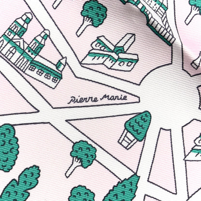 Hermes Silk Les Nouveaux Amoureux de Paris Scarf 90 Rose Pale Menthol 6 of 6