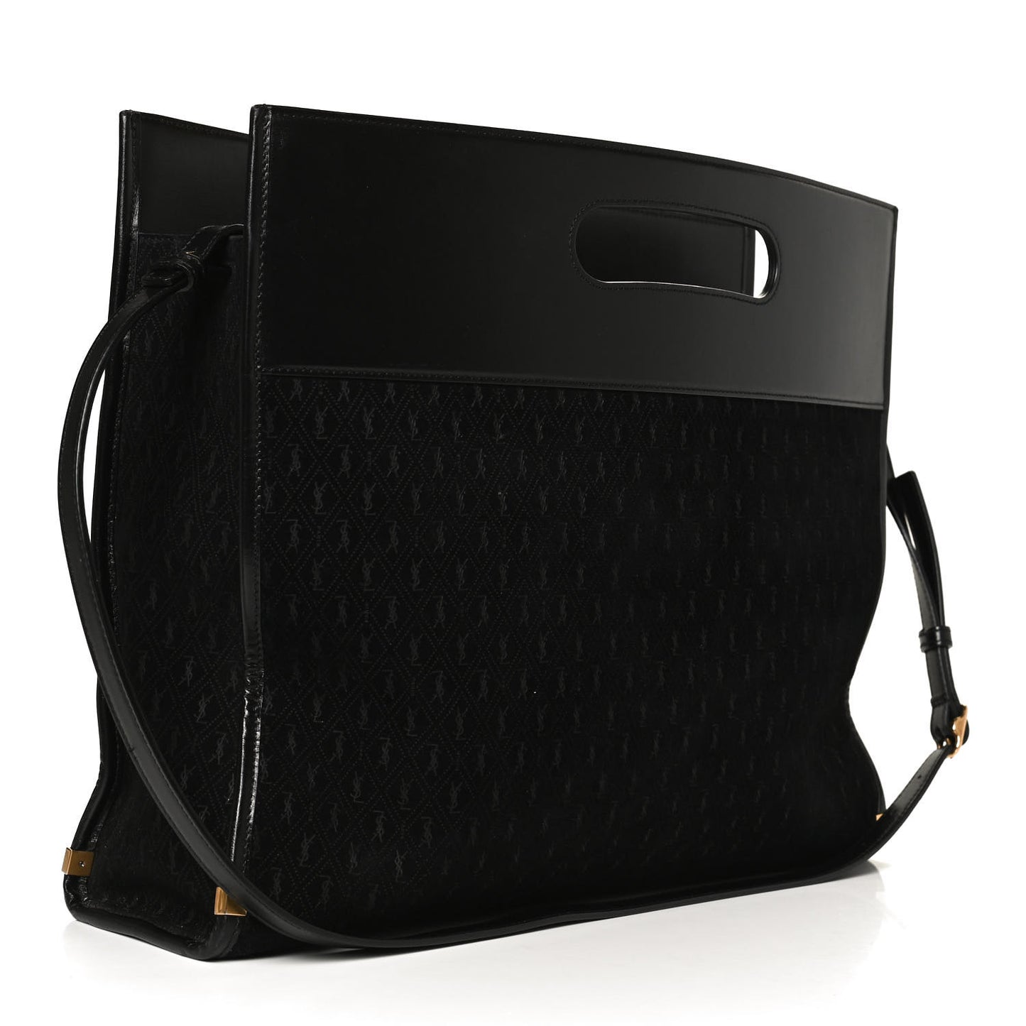 Suede All-Over Monogram Convertible Tote Black