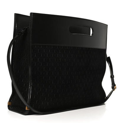 Saint Laurent Suede All-Over Monogram Convertible Tote Black 2 of 11