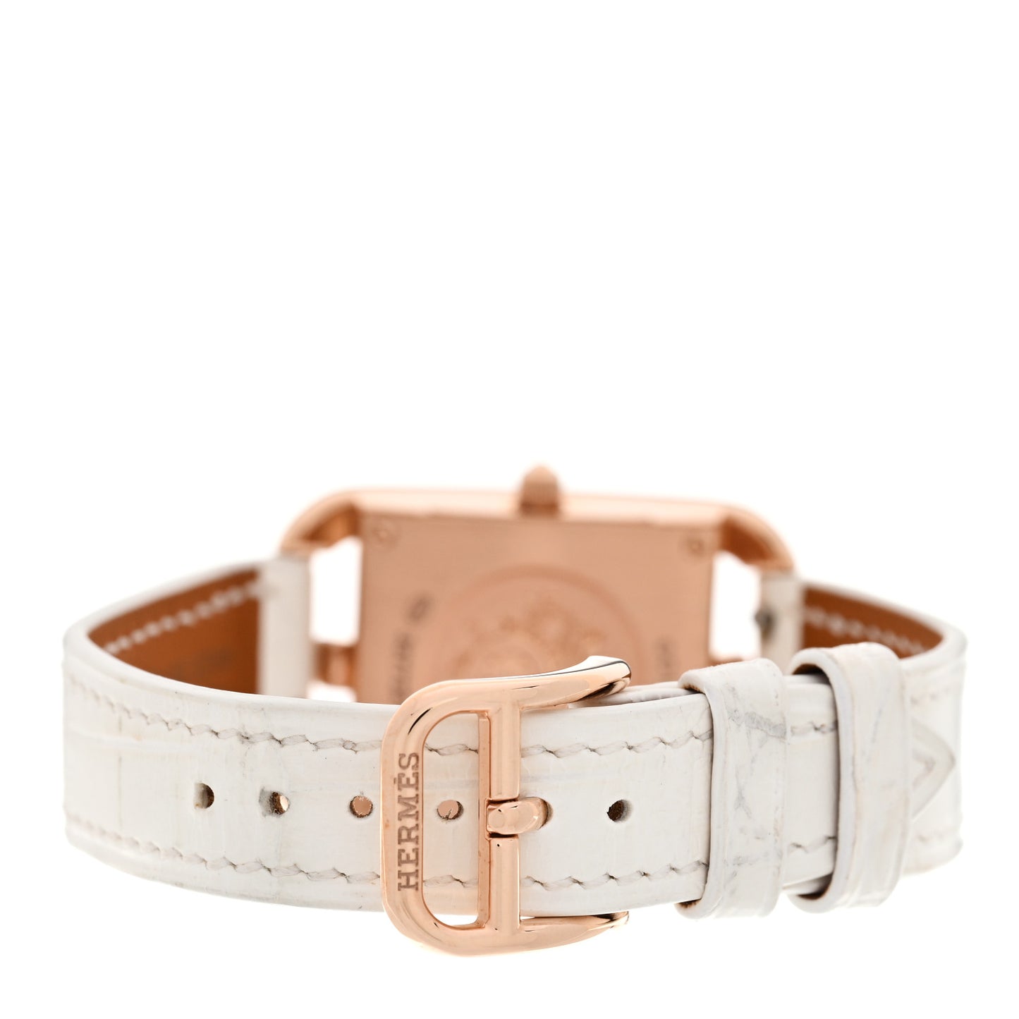 18K Rose Gold Alligator Diamond Bezel 23mm Cape Cod Chaine d'Ancre Joaillier Quartz Watch Blanc