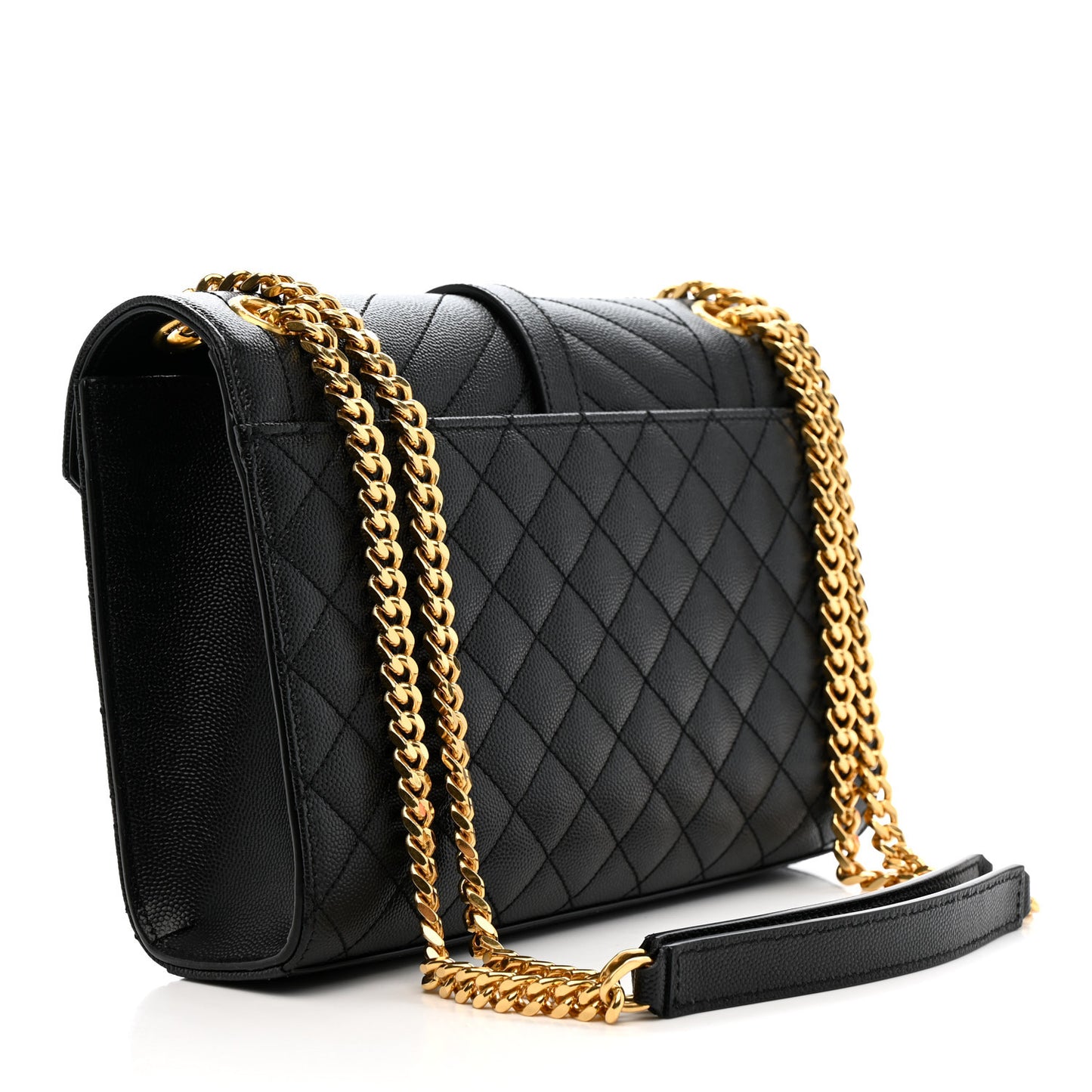 Grain De Poudre Textured Mixed Matelasse Triquilt Medium Monogram Satchel Black