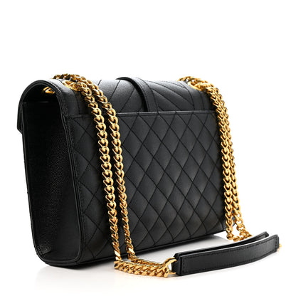 Saint Laurent Grain De Poudre Textured Mixed Matelasse Triquilt Medium Monogram Satchel Black 3 of 11