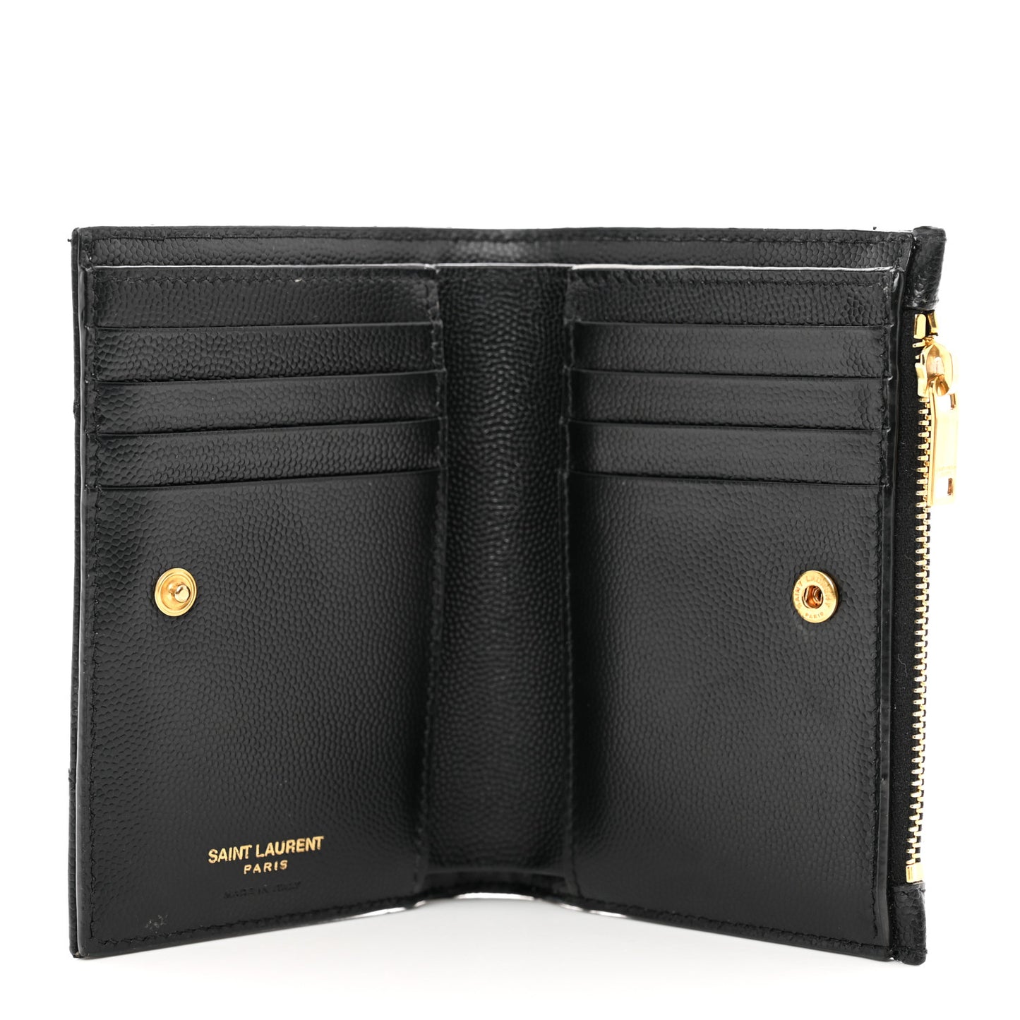 Grain De Poudre Matelasse Chevron Monogram Zipped Two-Part Wallet Black