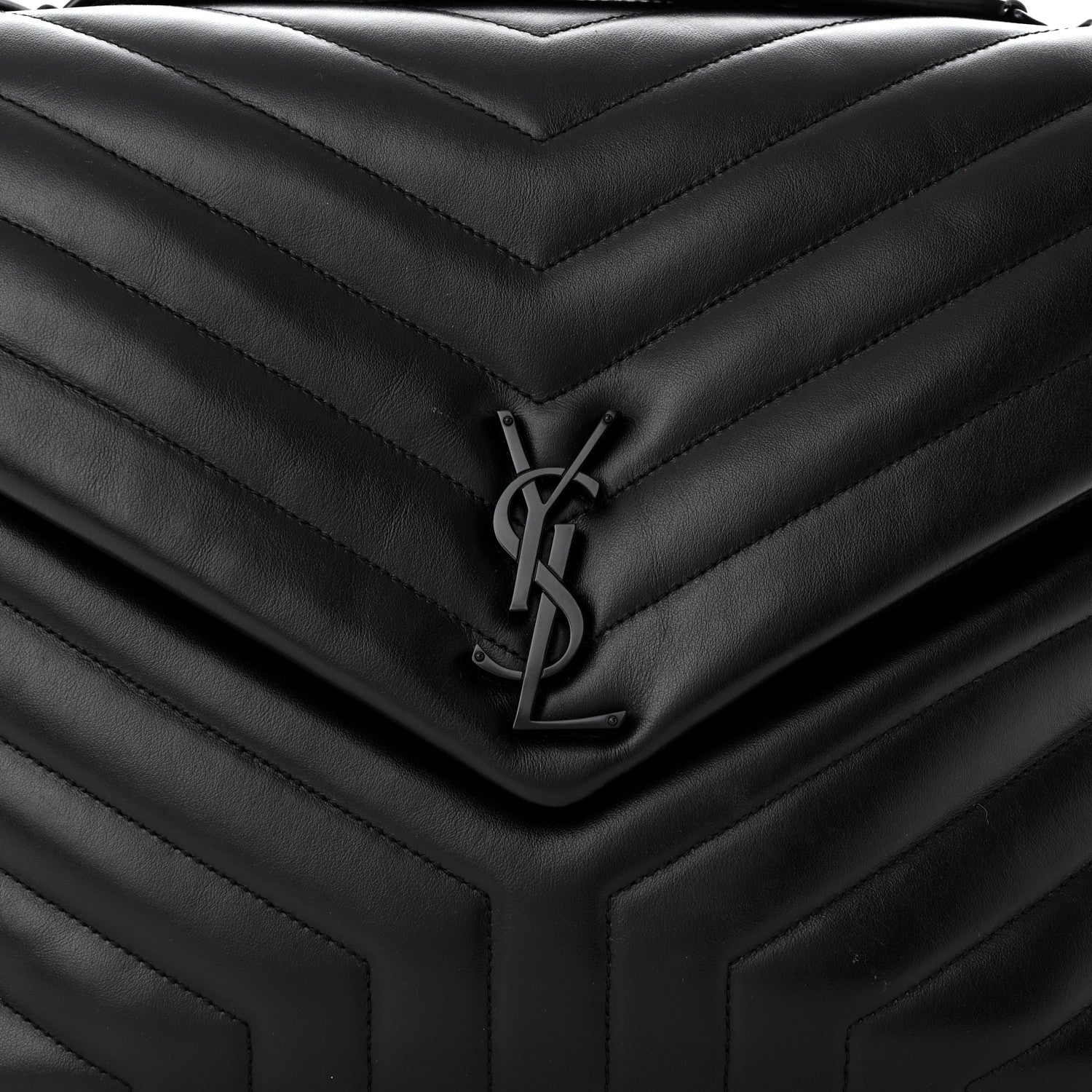 Saint Laurent Calfskin Y Quilted Monogram Monochrome Large Loulou Chain Satchel Black 8 of 12