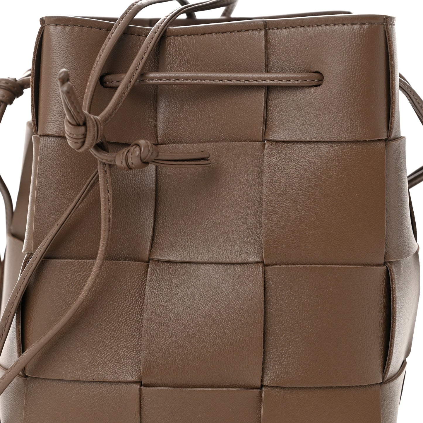 Nappa Maxi Intrecciato Small Cassette Bucket Bag Dark Taupe