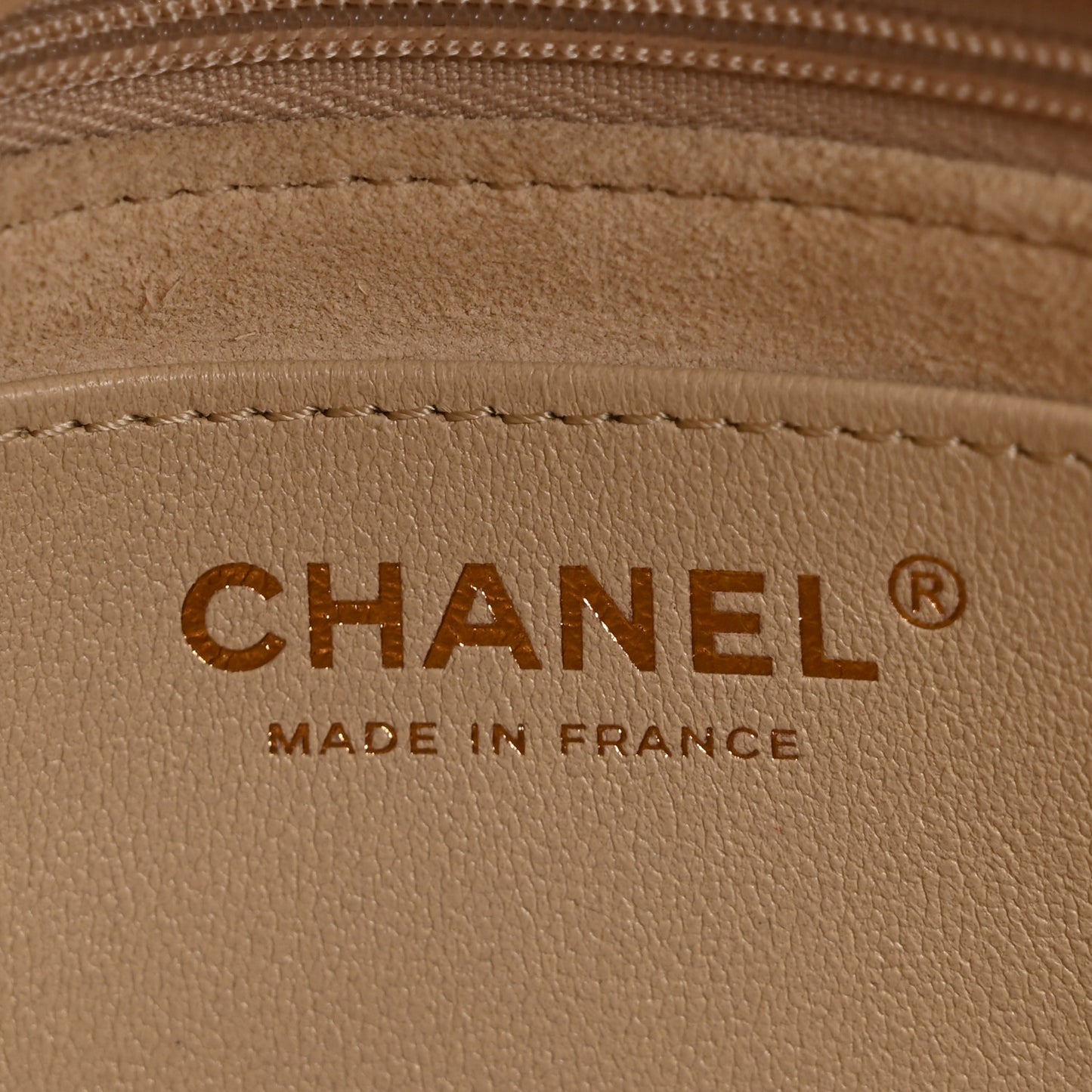 Calfskin Stitched Flap Top Handle Beige
