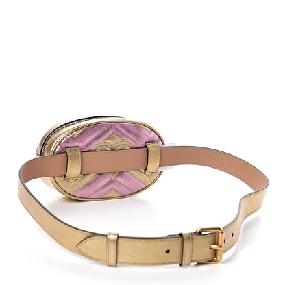 Gucci Metallic Nappa Matelasse Heart GG Marmont Belt Bag 95 38 Oro Vecchio Rosa 3 of 10