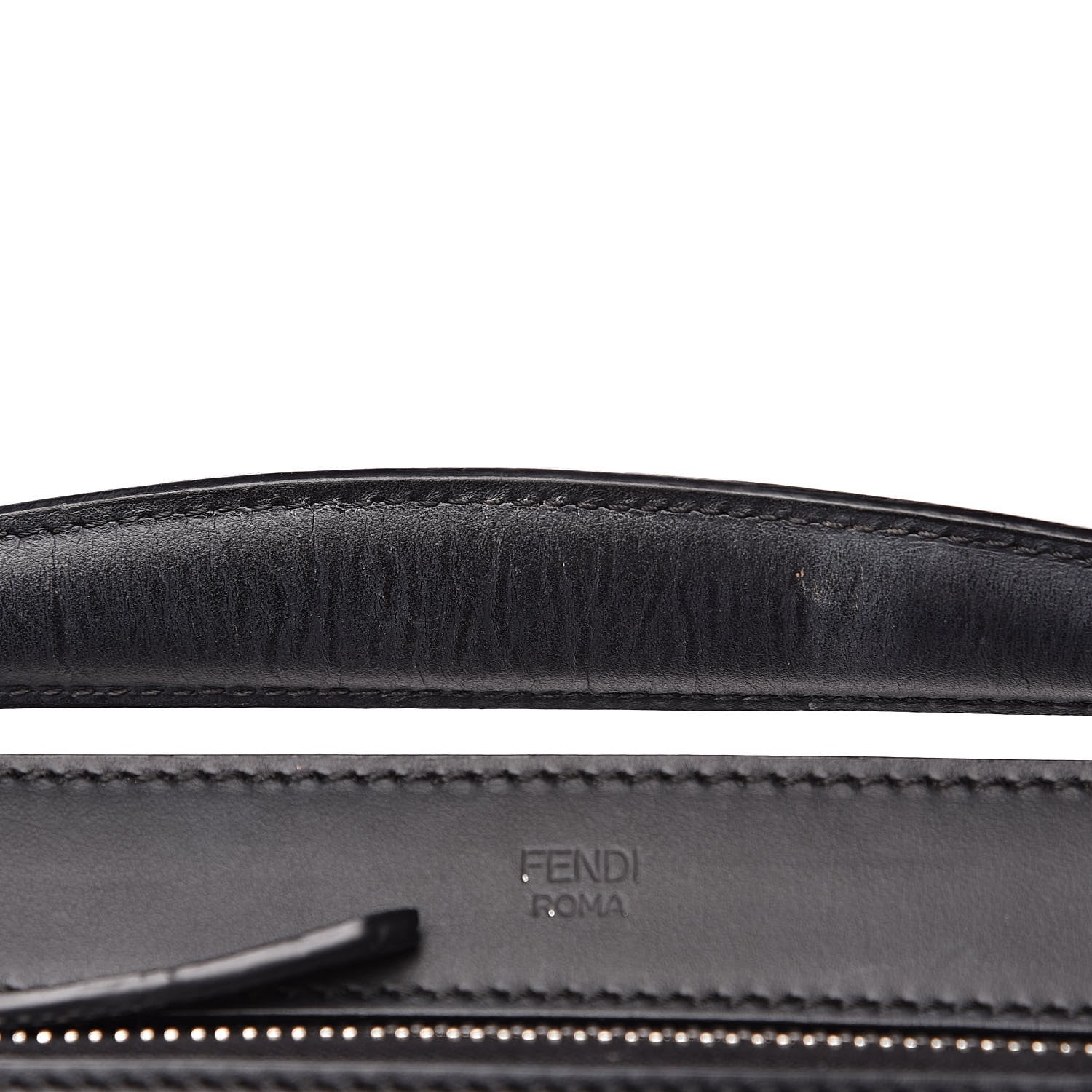 Fendi Vitello Baltico Dolce Shiny Nappa Lace Up DotCom Satchel Black Blue 16 of 17