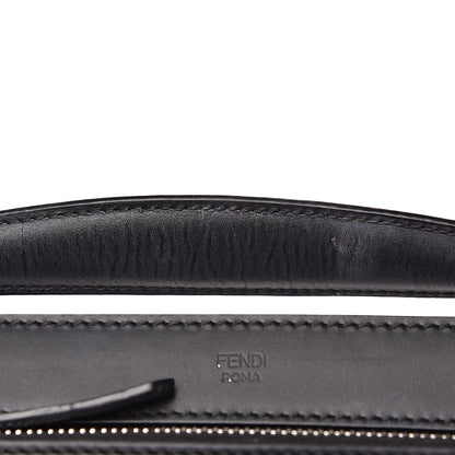 Fendi Vitello Baltico Dolce Shiny Nappa Lace Up DotCom Satchel Black Blue 16 of 17