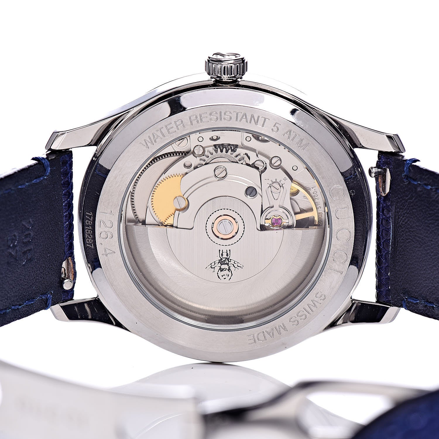 Gucci Stainless Steel Lizard Lapis Lazuli 38mm G-Timeless Bee Automatic Watch Blue 5 of 9