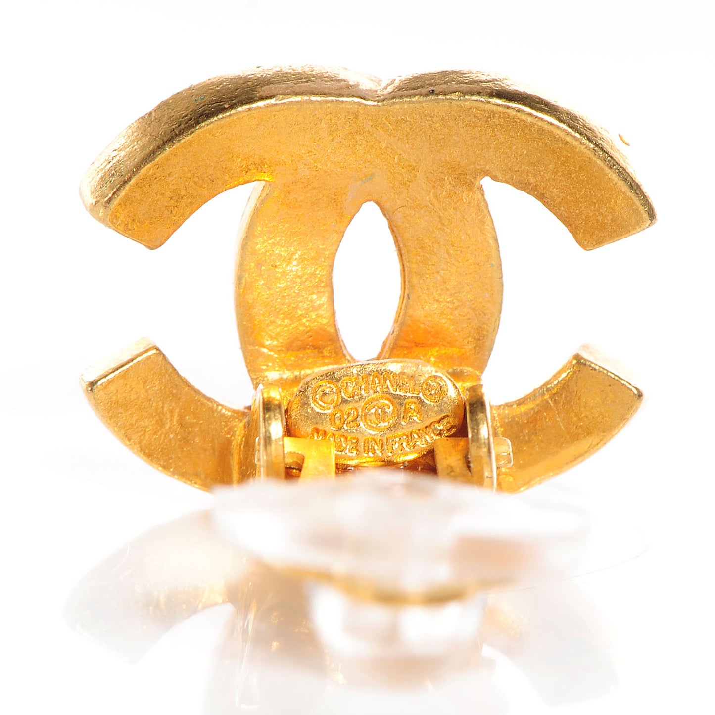 Crystal CC Logo Clip On Earrings Gold