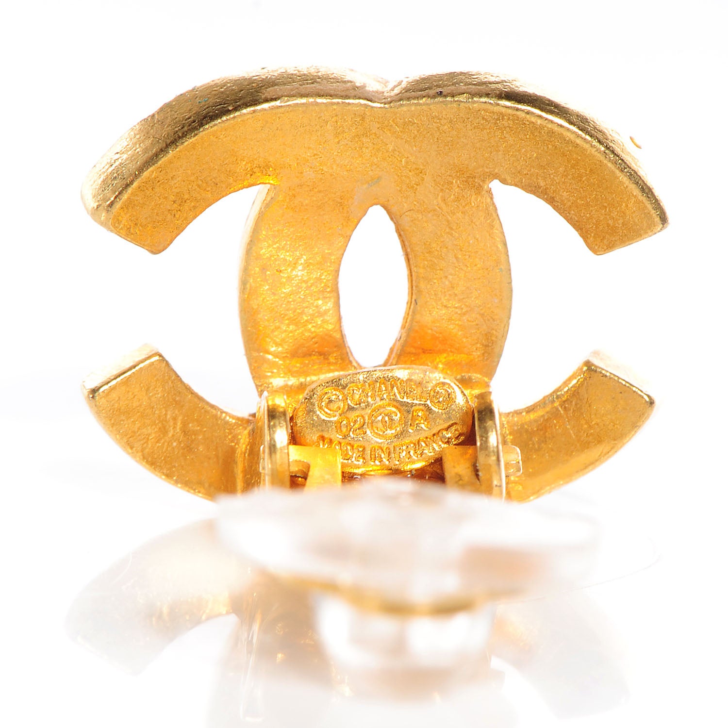 Chanel Crystal CC Logo Clip On Earrings Gold 3 of 4