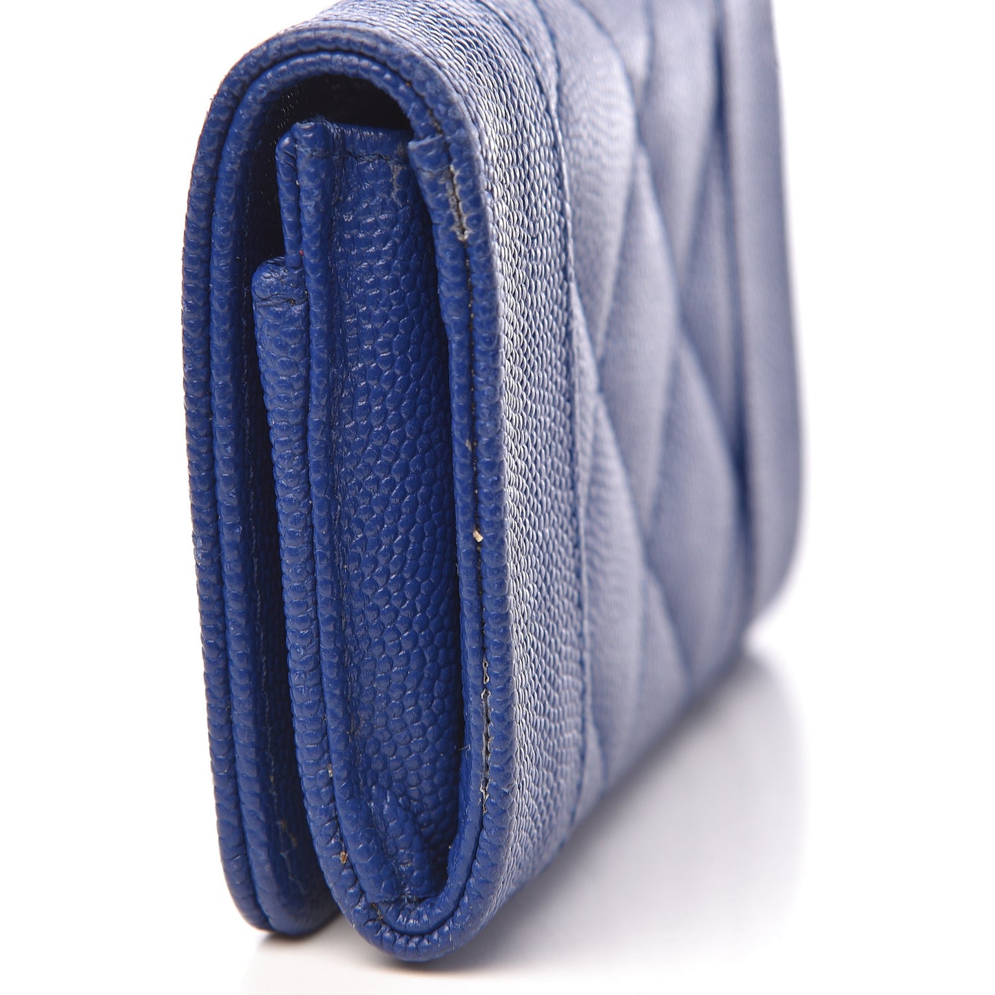 Caviar Quilted Vintage Mademoiselle Card Holder Dark Blue