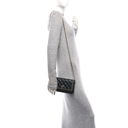 Chanel Lambskin Quilted Chain Around Wallet On Chain WOC Black 2 of 11