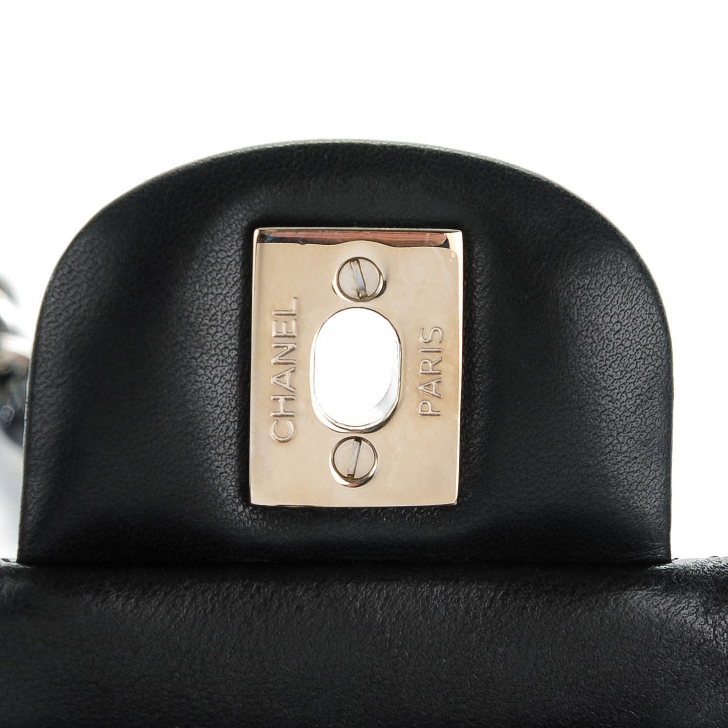 Patent Calfskin Quilted Mini Rectangular Flap Black