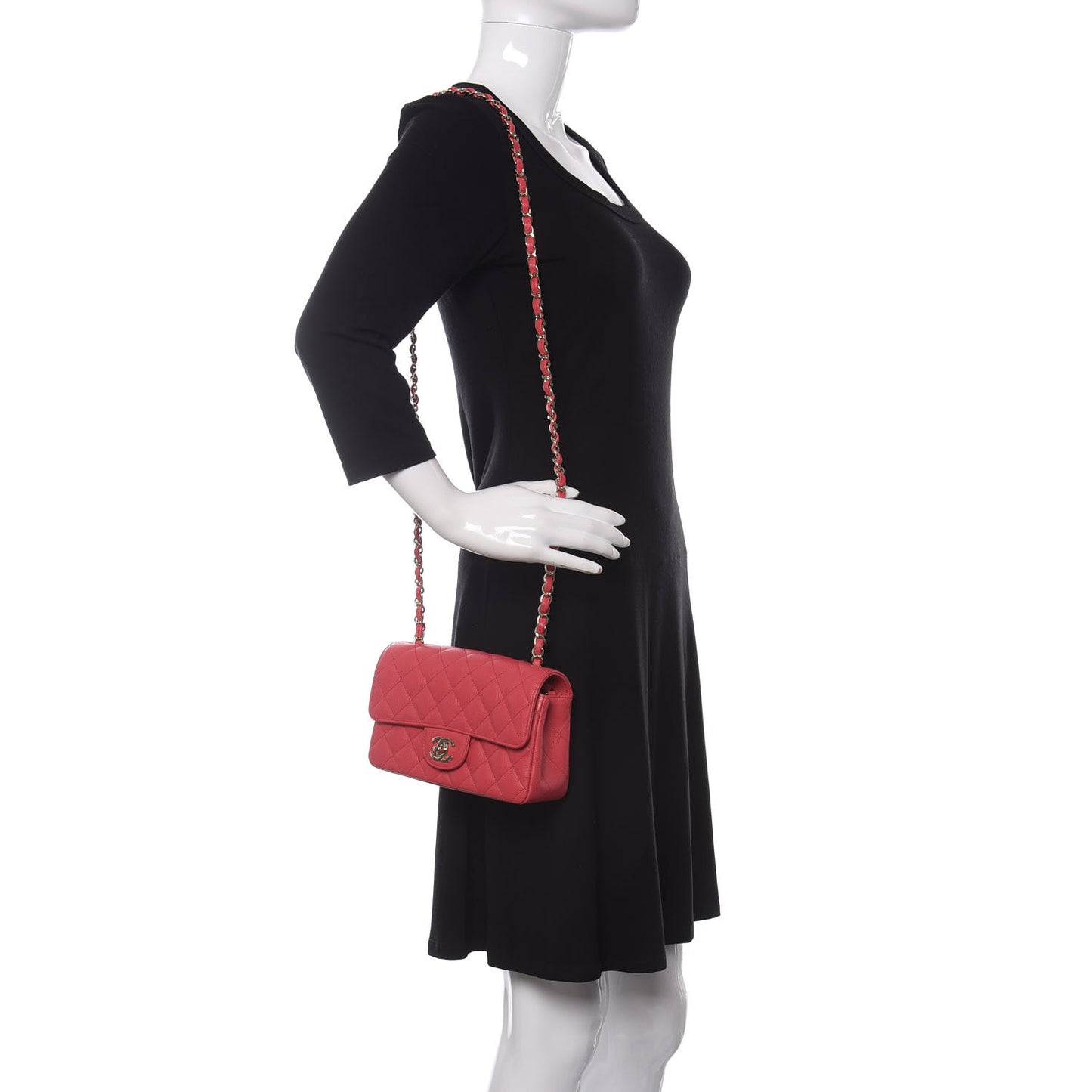 Caviar Quilted Mini Rectangular Flap Dark Pink