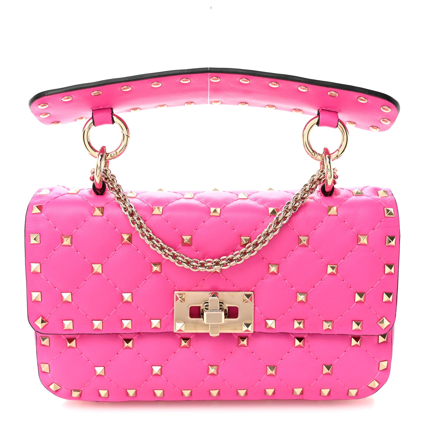 Nappa Small Rockstud Spike Shoulder Bag Shadow Pink