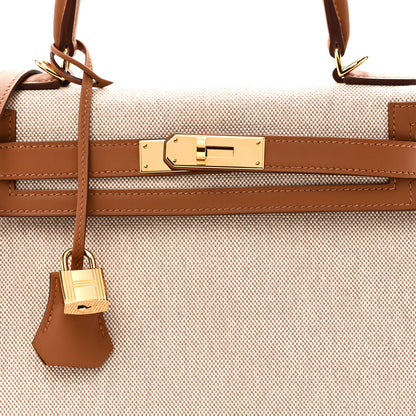 Hermes Toile H Swift Kelly Sellier 28 Ecru Gold 8 of 11