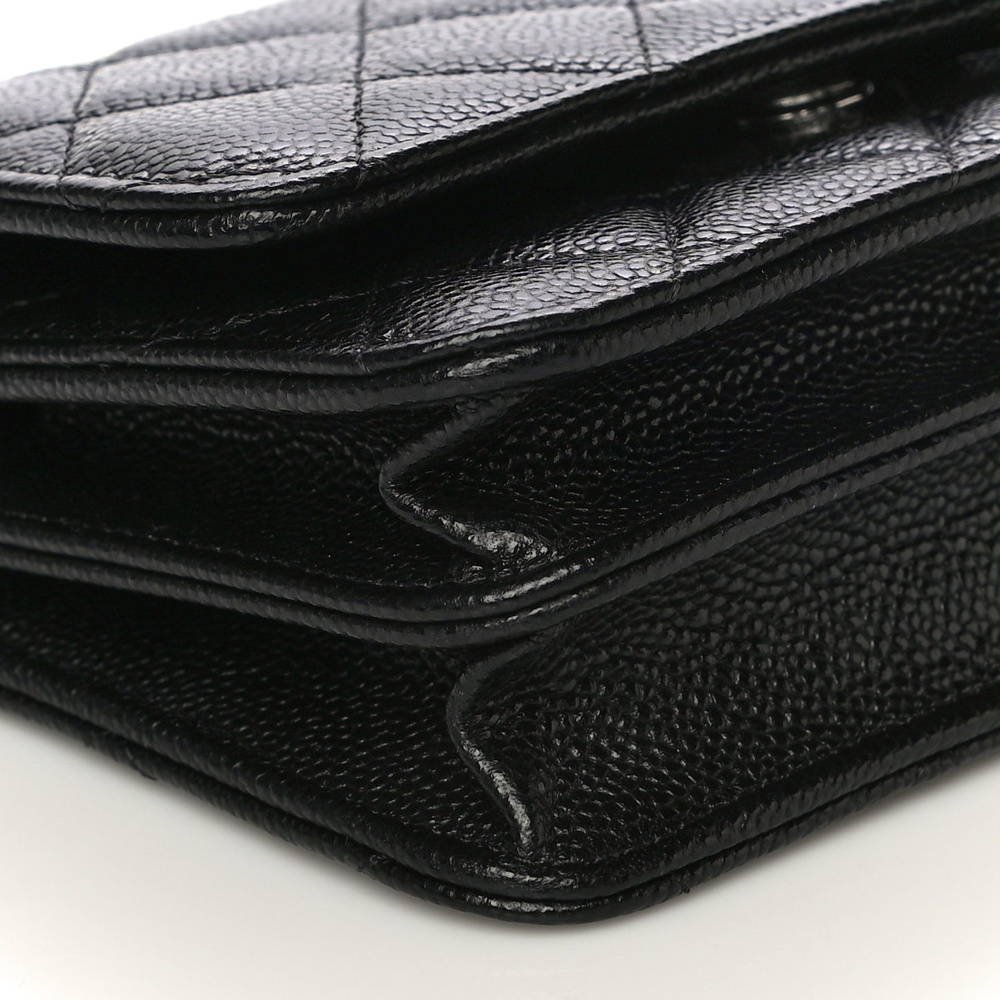 Caviar Quilted Mini Wallet On Chain WOC Black