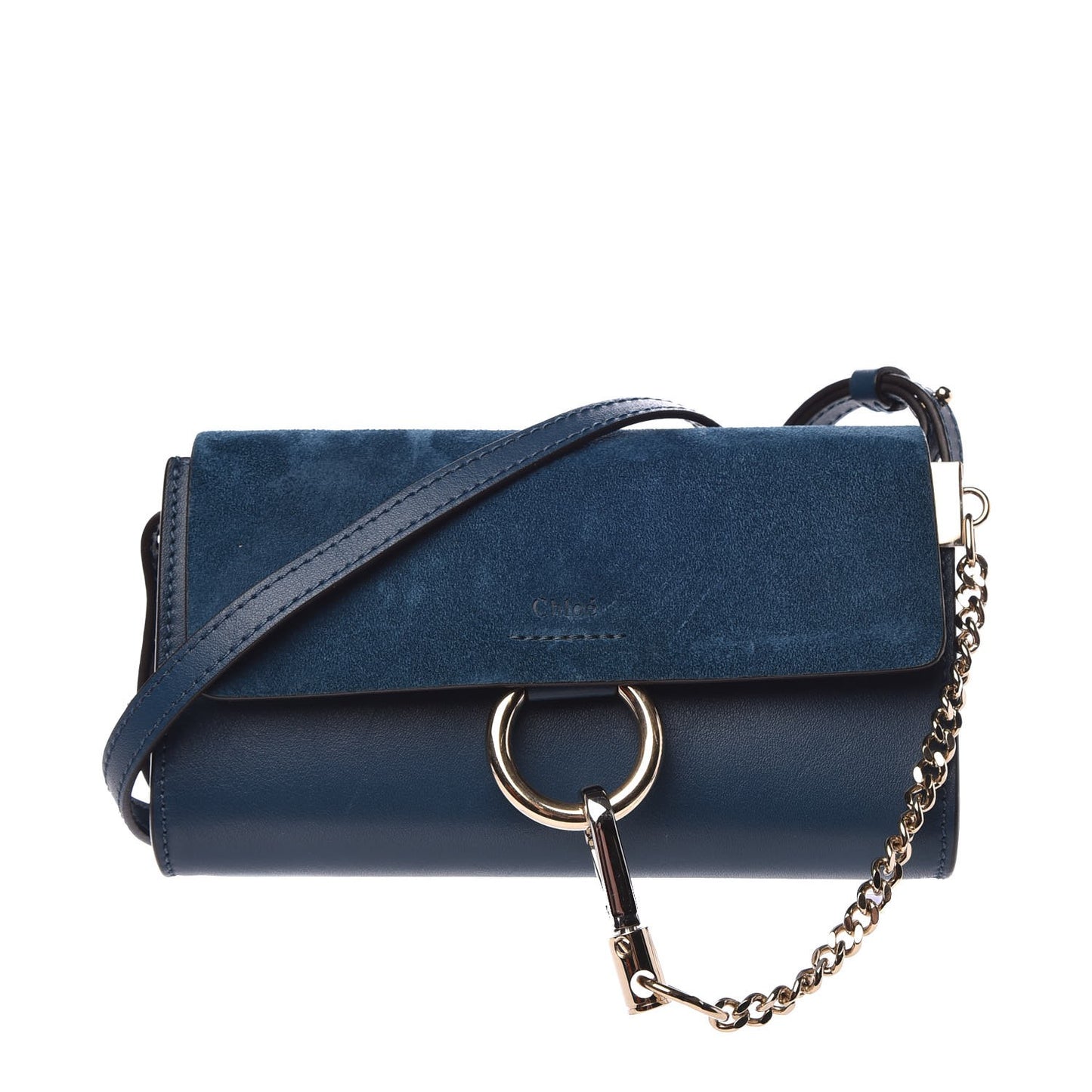 Suede Calfskin Mini Faye Shoulder Bag Majolica Blue