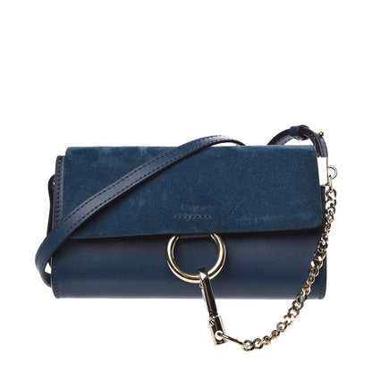 Chloe Suede Calfskin Mini Faye Shoulder Bag Majolica Blue 1 of 7