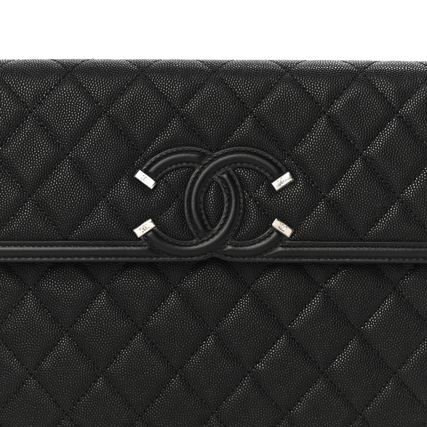 Chanel Caviar Quilted Filigree Flap Pouch Black 8 of 11