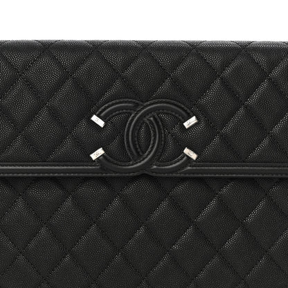Chanel Caviar Quilted Filigree Flap Pouch Black 8 of 11