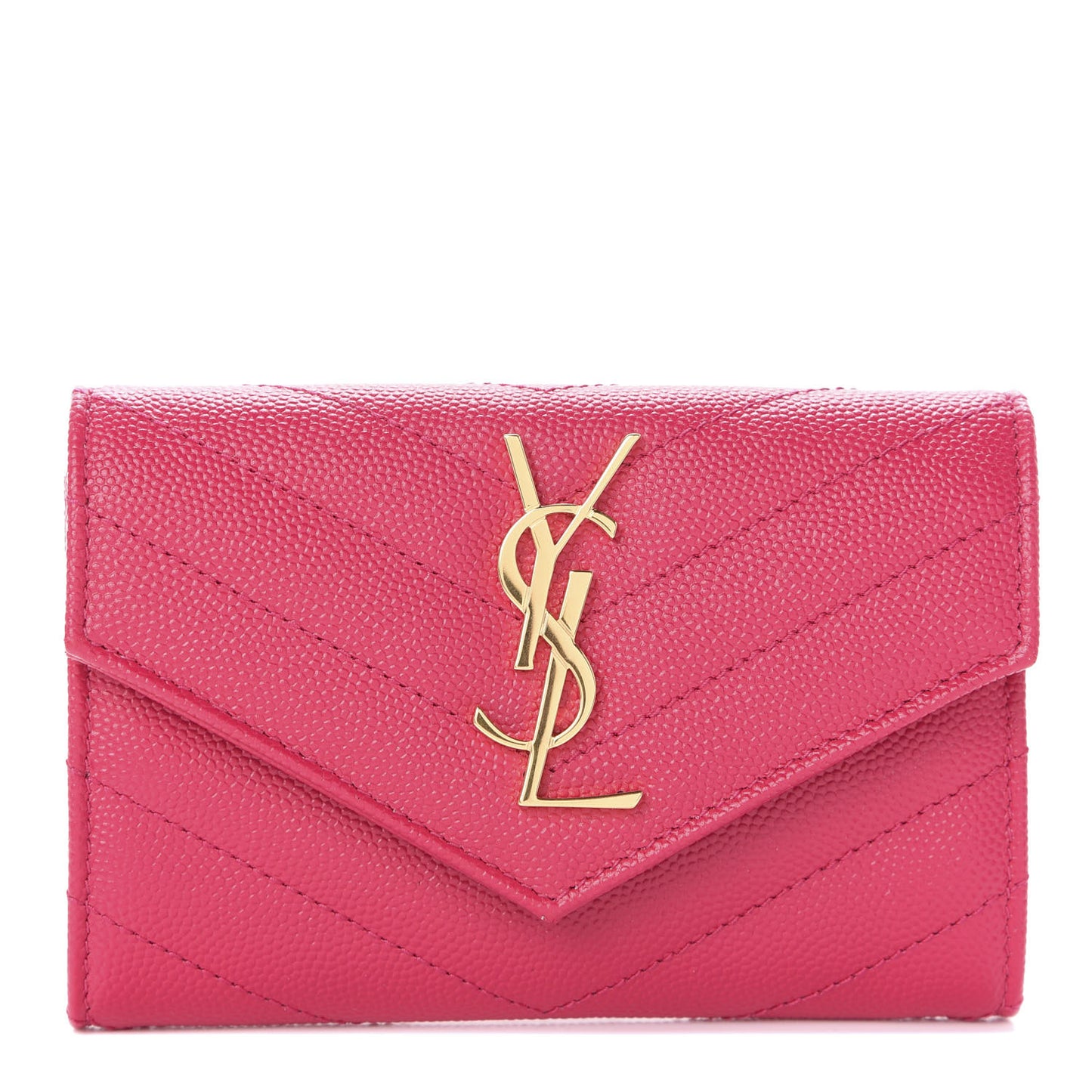 Grain De Poudre Matelasse Chevron Small Monogram Envelope Wallet Fresh Fuchsia