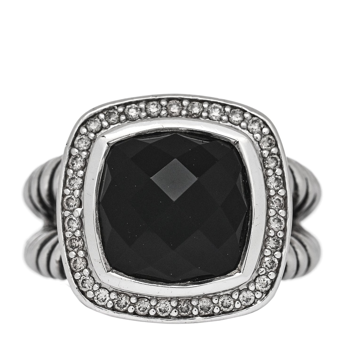 Sterling Silver Diamond Black Onyx 11mm Albion Statement Ring 52 6