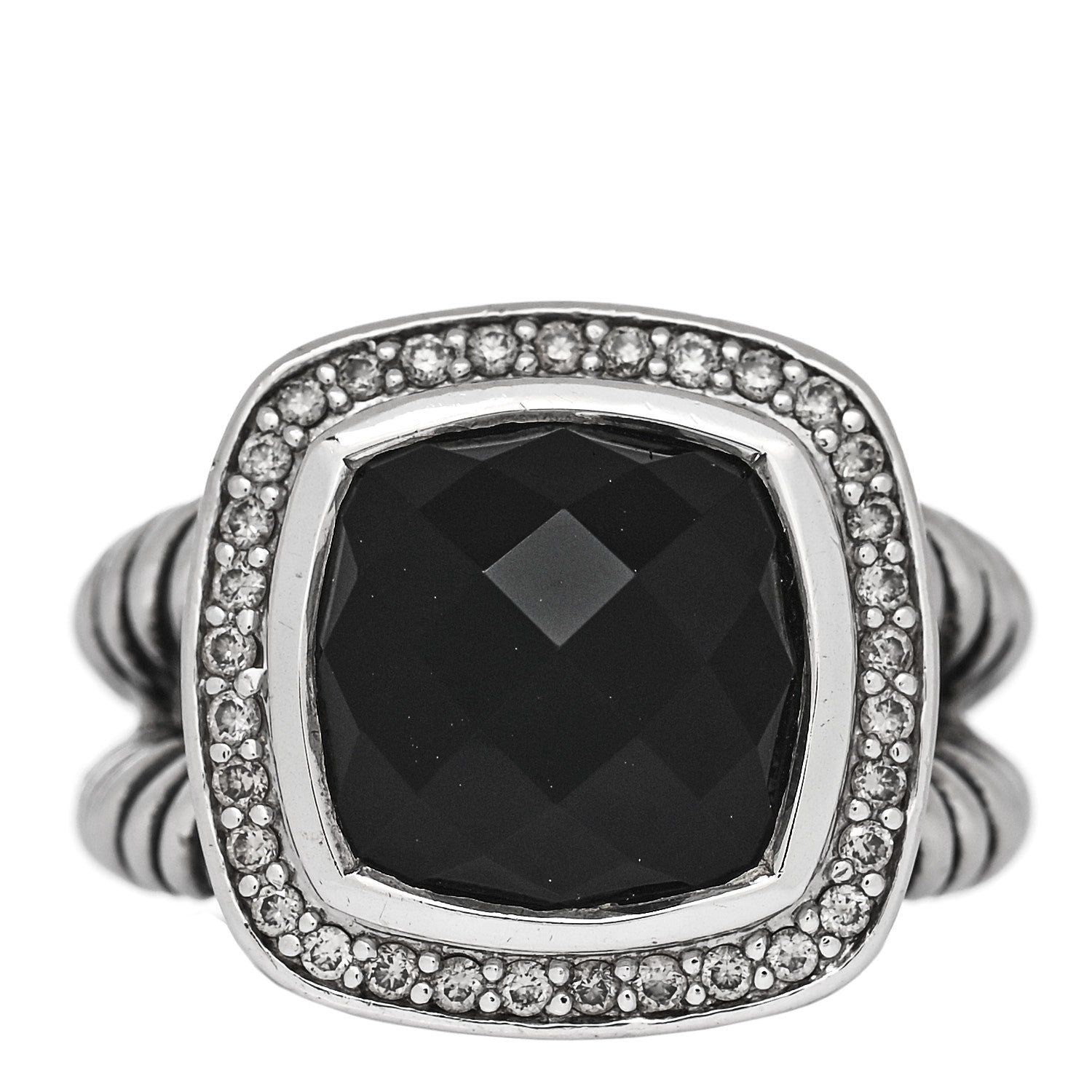David Yurman Sterling Silver Diamond Black Onyx 11mm Albion Statement Ring 52 6 1 of 5