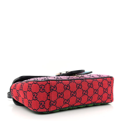 Gucci Monogram Multicolor Matelasse Diagonal Small GG Marmont Shoulder Bag Light Blue Pink Blue Green Red 4 of 8
