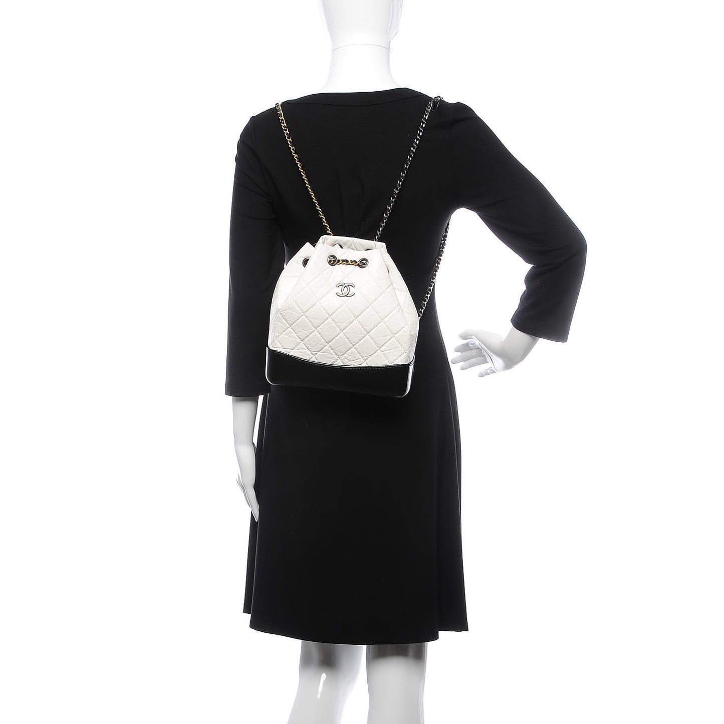 Aged Calfskin Quilted Small Gabrielle Backpack Black White