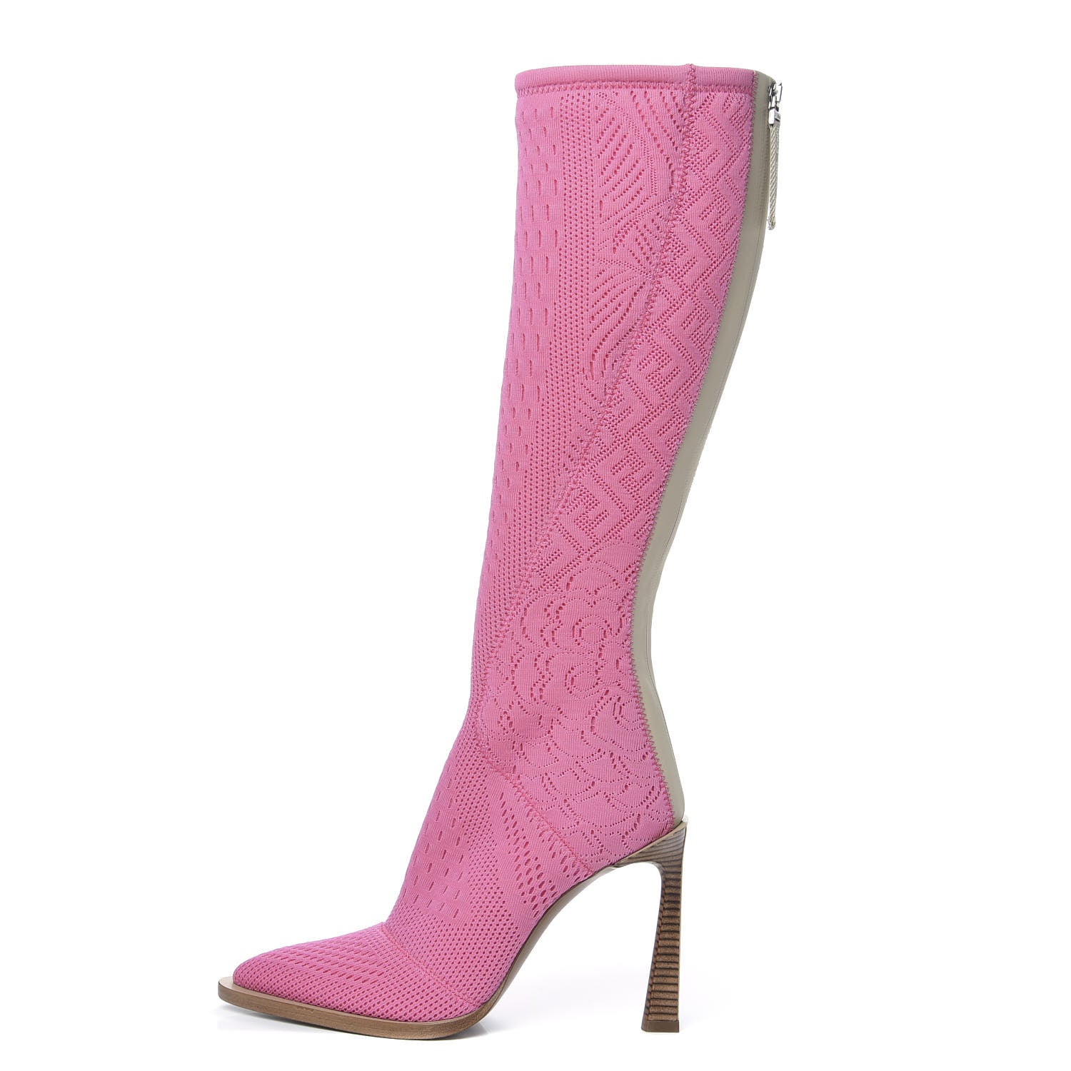 Fendi Technical 3D Mesh FFrame Tall Boots 38 Pink 1 of 6