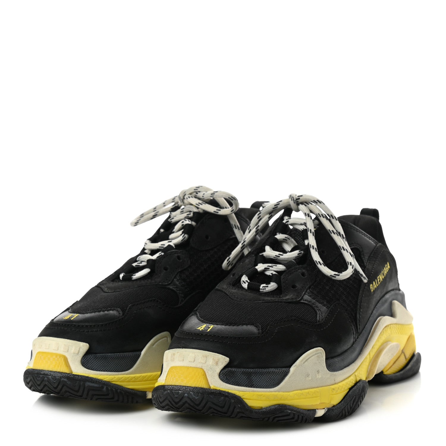 Balenciaga Fabric Mesh Womens Triple S Sneakers 41 Black Yellow 4 of 8