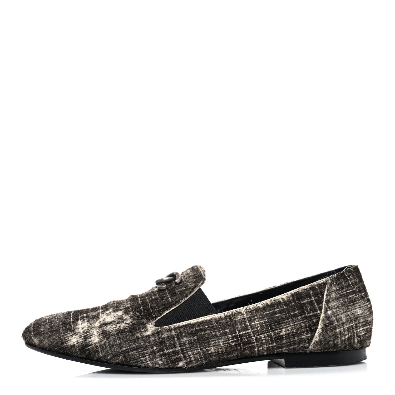 Chanel Pony Hair Calfskin CC Mocassin Loafers 39 Silver Black 1 of 11